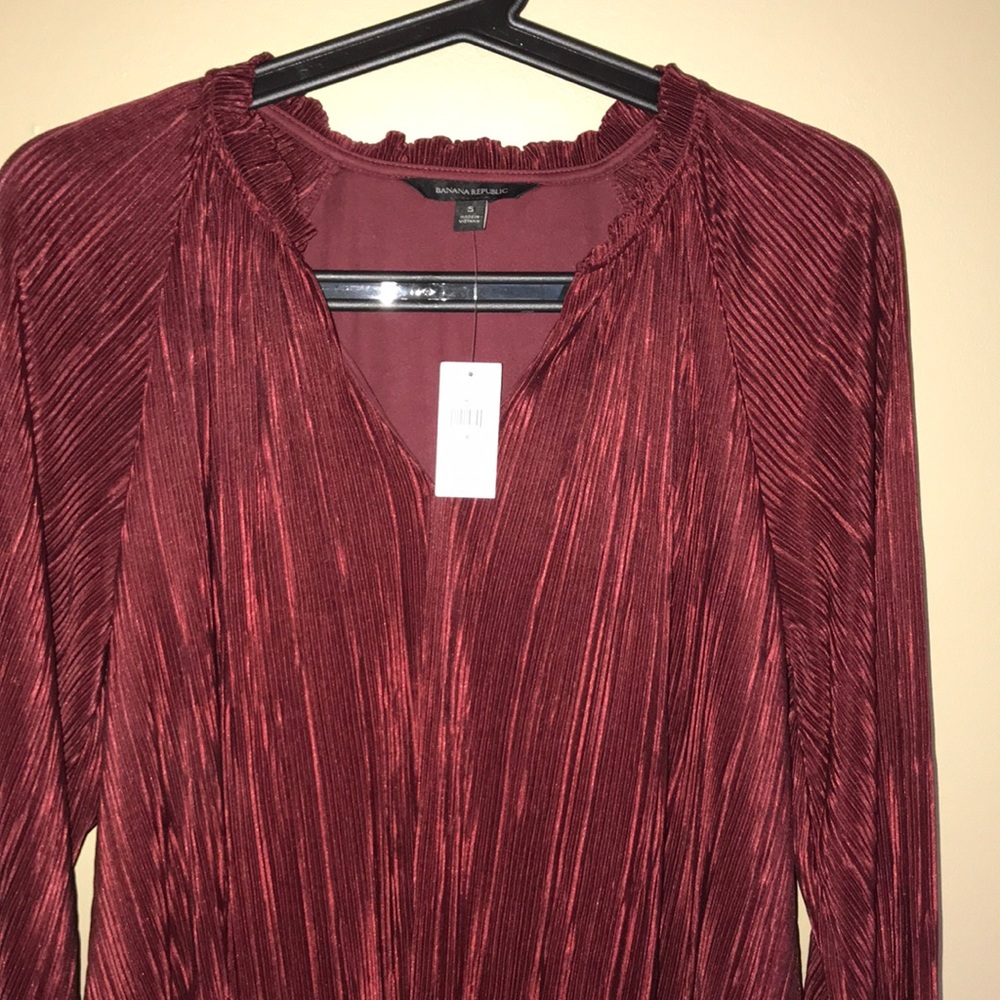 Plisse Swing Dress (red brick color) - Picture 3 of 4